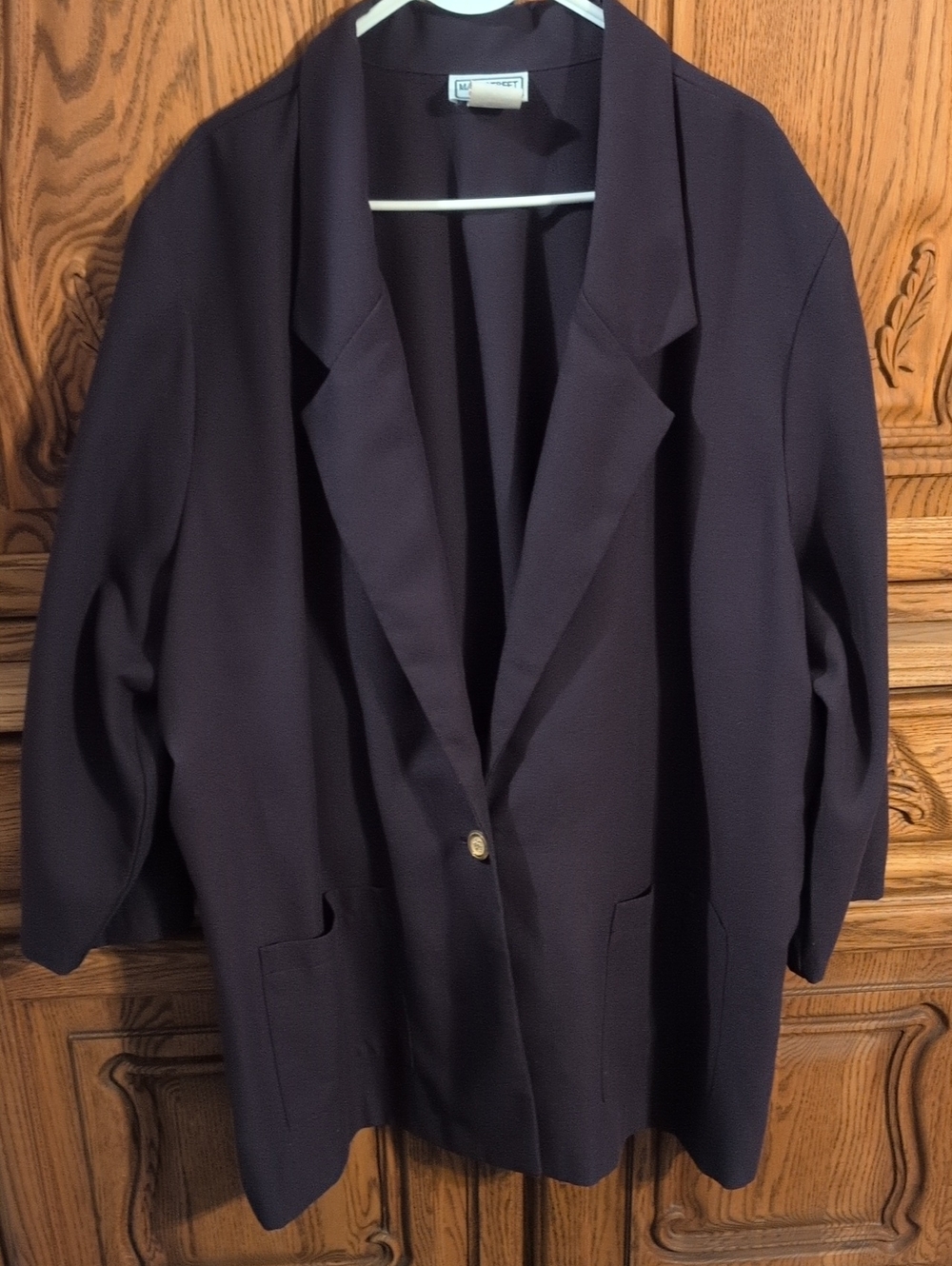 Vintage Relaxed Navy Open-Front Blazer with Single Button, Made In USA